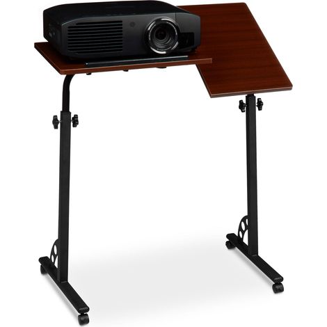 Table ordinateur portable HxlxP: 110 x 80 x 50 cm hauteur réglable roulettes table bout de canapé table de lit bureau informatique, bois acajou (rouge) (1/5)
