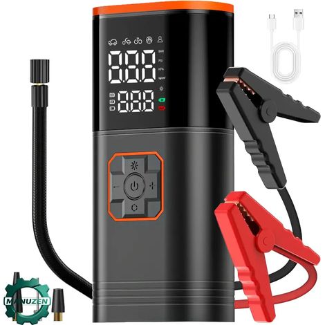 Manuzen - Gonfleur pneus portable USB à affichage numérique – Gonfleur avec aide au démarrage (1/3)
