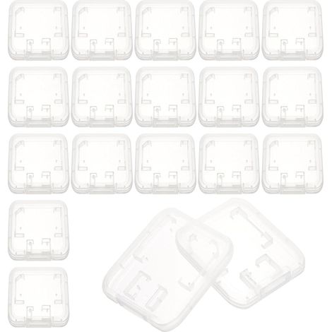 Étuis de Rangement pour Cartes Mémoire et Standard Lot de 24 Boîte Transparente avec Couvercle, Format Moyen Épais, Porte-Cartes Mémoire Léger et Compact, pour Stockage (1/5)