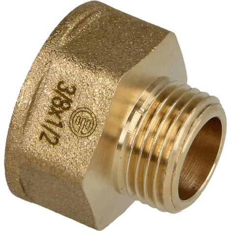 Rallonge de réduction FF/FM 1/2'' x 3/8'' hexagonale laiton nu