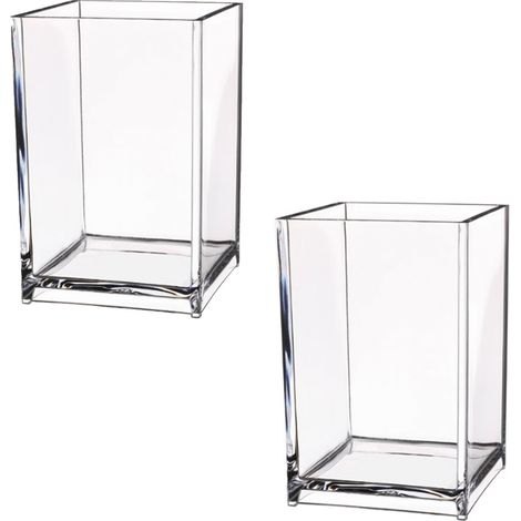 Lot de 2 pots à crayons transparents en acrylique, rangement pour pinceaux de maquillage, organisateur de bureau au design moderne pour le bureau, l'école et la maison. (1/5)