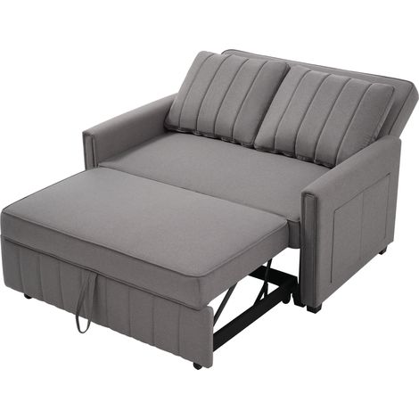 Sofá cama plegable multifunción gris en lino con respaldo regulable (1/5)