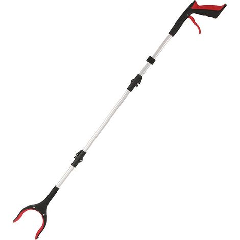 109 cm langer, faltbarer, tragbarer Teleskopgreifer mit rutschfester Klaue und Magnetgreifer, Rot (1/5)