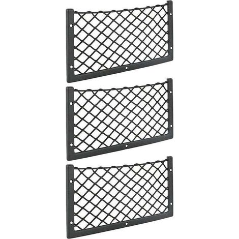 Lot de 3 filets de rangement pour voiture 36 x 18 cm – Maille élastique en nylon – Pour van, camping-car, camion – Installation sécurisée