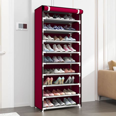Meuble à chaussures à 10 niveaux, anti-poussière, robuste et stable, idéal pour ranger vos chaussures à la maison. (1/5)