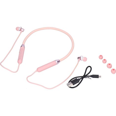 Écouteur Bluetooth 5.1 avec Support de Cou, Anti-Bruit, Sport, Sans Fil, Rose pour Téléphone Mobile (1/5)