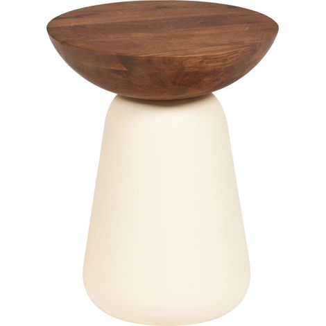 Amadeus - Bout de canapé diabolo en bois et céramique Ø40 cm (1/3)