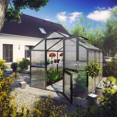 Gewächshaus Modell Tulpe III anthrazit,2,33 x 3,23 m (BxL) (1/5)