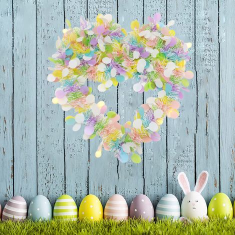Guirlande de Pâques en 3 pièces pour cheminée, guirlande de guirlandes en lamelles de couleurs assorties, décorations suspendues pour arbre de Pâques, décoration murale pour fête (1/5)