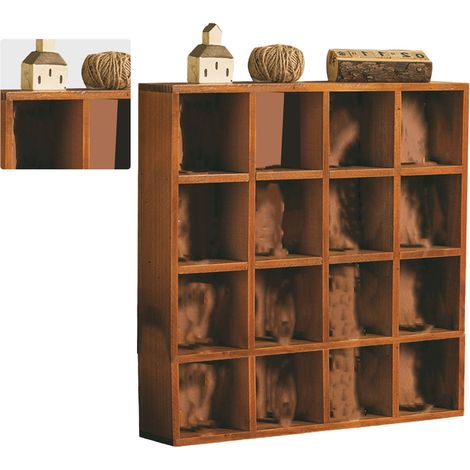 Wandregal für Statuen, Vintage-Statuenvitrine aus Holz für Zuhause, Schlafzimmer, 16 Fächer (1/5)
