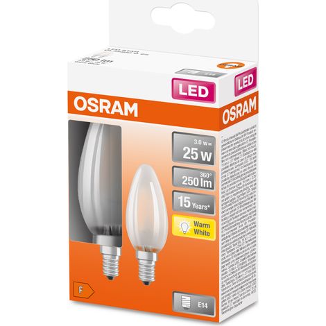 Led llama de vidrio esmerilado 2.5w E14 cálido caja 2 - Osram (1/4)