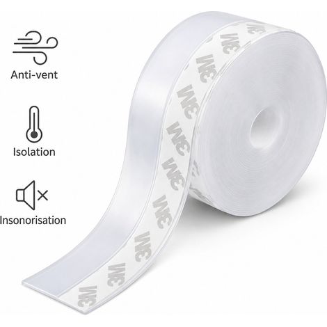 Ruban d'Etancheite Silicone Porte Fenetre 45 mm x 5 m Anti-Courant d'Air Anti-Bruit Anti-Poussiere Transparent (1/5)