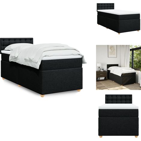 Boxspringbett mit Matratze Schwarz 90x190 cm Stoff - Boxspringbett - Doppelbett - Schlafsystem - Bettsofa - Polsterbett (1/5)