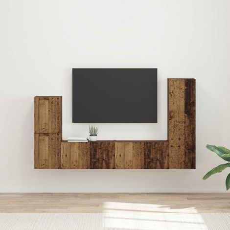 TV-Schrankset Wandmontiert 4 pcs Altholz Holzwerkstoff
