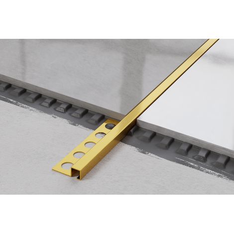 Universelles dekoratives Q-Profil aus Edelstahl für Fliesen 1.2cm x 270cm - Satiniertes Gold