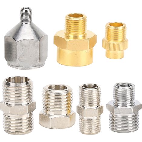 Kit de 7 adaptateurs professionnels pour aérographe, connecteurs BSP 1/8" et 1/4" pour tuyau d'aérographe de compresseur (1/5)