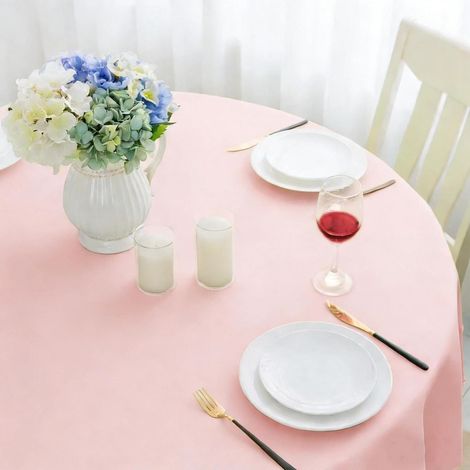 Nappe ronde 160 cm Rose, lavable, imperméable, pour jardin & table de salle à manger