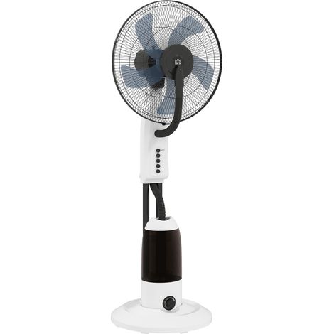 Ventilateur brumisateur oscillant 90 W, réservoir 2,8 L, 3 vitesses, 5 pales, roulettes, Ø 44,5 x 120 cm, blanc (1/5)