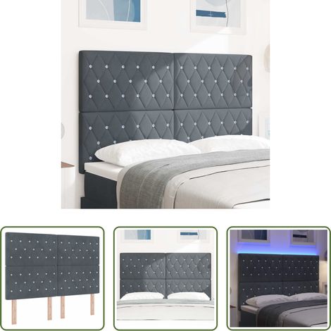 vidaXL Cabecero LED con tiras LED Manual Gris oscuro 144 cm Terciopelo (1/5)