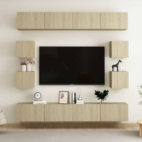 vidaXL 8 Piece TV Cabinet Set Sonoma Oak Engineered Wood (1/5)