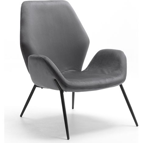 Poltrona da Salotto o da Camera Brandy 73x68x85 cm in Velluto Antracite (1/5)