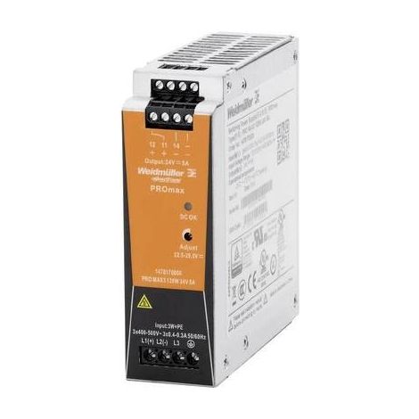 Weidmüller PRO MAX3 120W 24V 5A Alimentatore per guida DIN 12 V/DC 5 A 120 W Contenuto 1 pz. (1/4)