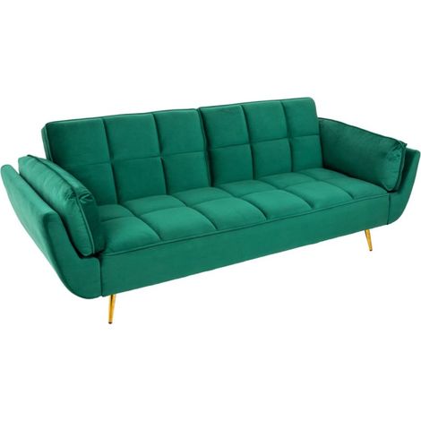 Sofa NEVISI in Smaragdgrün – Skandinavisches, umbaubares Samtsofa