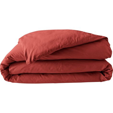 Housse de Couette 240 x 220 cm Percaline Terracotta, 100% Percale de Coton (1/2)