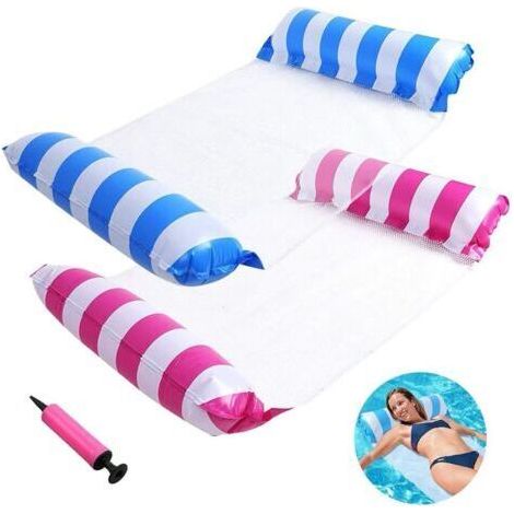 NALOOKAMIC Lot de 2 hamacs flottants, 4 en 1, matelas gonflable pour piscine, fête à la plage, vacances, 1 pompe à air offerte