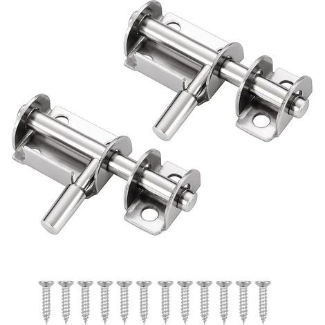 2 Pcs Loquet Porte Targette Acier Inoxydable Mini Verrou de Baie Coulissante Convient aux portes de jardin fenêtres entrepôts (Argent) (1/5)