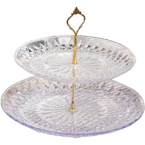 Etageren-Servierplatte, rund, Aufbewahrungstablett, Küchenorganizer, Serviertablett, Schale für Geburtstags- und Jubiläumsdekoration-Double Layer S-Clear (1/5)