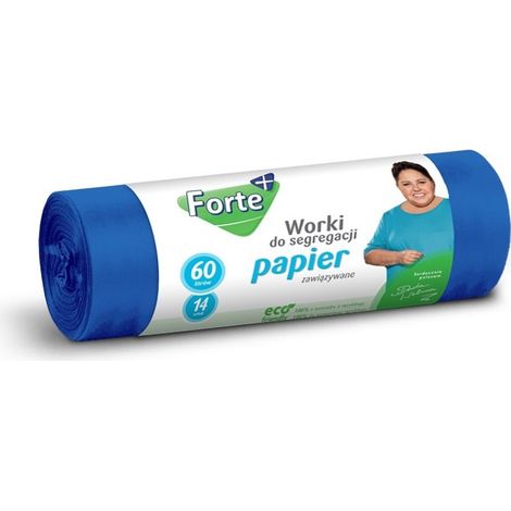 Müllsäcke zur Mülltrennung, blau - Papier 60 l, 14 Stück. Forte+