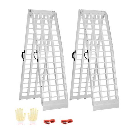 Rampe d'accès en aluminium, 2 pièces, rampe de chargement pliable, 907 kg, avec surface de rampe plus large, robuste, stable et universelle, avec poignées, pour VTT, UTV, moto, vélo électrique (1/3)