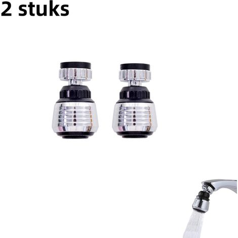 Lot de 2 becs de robinet avec protection anti-éclaboussures, filtre d'extension pour douche et cuisine, courts, argentés (1/5)
