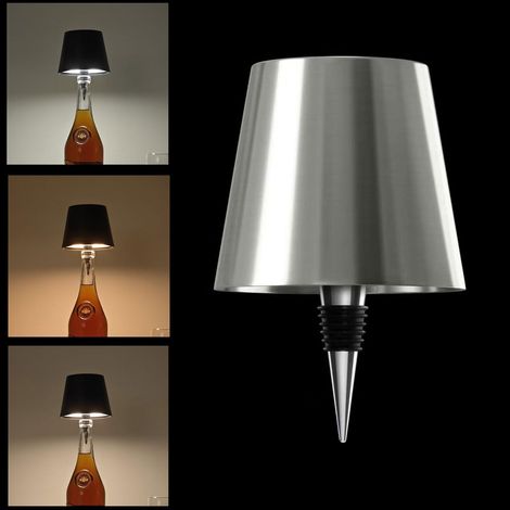Filiyano – Lampe LED sans fil pour bouteille de vin (Argent) Argent Argent Argent Argent (1/4)