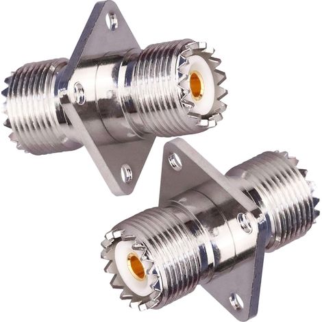 CCYKXA Connecteur femelle UHF vers femelle, bride de panneau à 4 trous, connecteur pour montage sur châssis, SO239, PL259, connecteur à souder pour câble coaxial RF, adaptateur coaxial, 2 pièces (1/5)