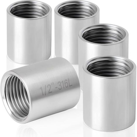 5 Pièces Connecteurs Droits en Acier Inoxydable 316, Raccord Droit Femelle Fileté 1/2" pour Tuyaux, Radiateurs, Drains, Réservoirs et - (1/5)