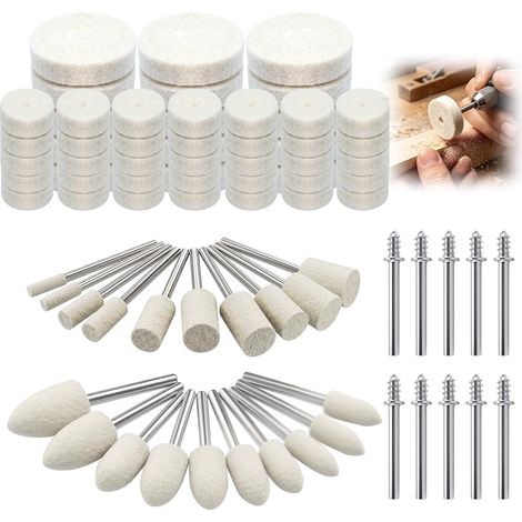 80Pcs Roue de Tampon Polissage en Feutre de Laine Compatible avec Dremel (1/5)