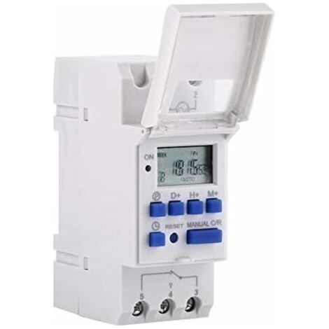 Minuteur Numérique Programmable, Minuterie Numérique Ecran LCD Interrupteur Horaire Numérique Hebdomadaire avec Programmation Minuteur Numérique Programmable sur Rail DIN (220 V) (1/4)