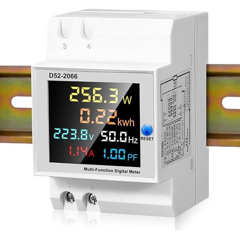 Single Phase Electric Energy Meter AC 40-300V 100A Multifunction Meter Power Consumption Ammeter Voltmeter DIN Electricity Meter LCD Display