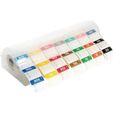 Lot d'étiquettes alimentaires solubles code couleur avec distributeur 50 mm - Vogue (1/2)
