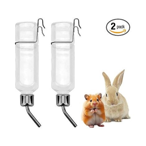 Bouteille d’Eau Automatique avec Support 350ml pour Lapins, Cochons d’Inde, Hamsters, Chinchillas - Ensemble de 2 - MMCD-ZGL-05420 (1/5)