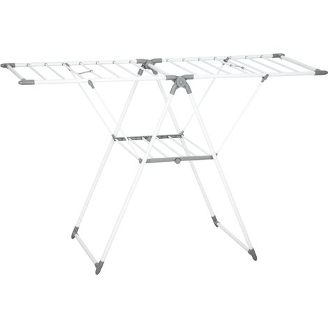 Séchoir à linge 1,565 m – 2 niveaux, ailes réglables, pliable, blanc (1/5)