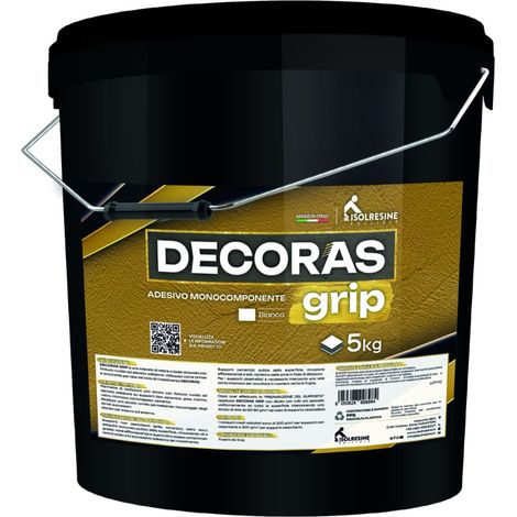 Adesivo monocomponente base acqua decoras grip pareti pavimenti secchio 5 kg (1/5)