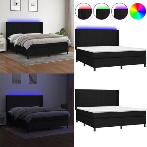 Boxspringbett mit Matratze & LED Schwarz 160x200 cm Stoff - Boxspringbett - Doppelbett - Schlafsystem - Bettauflage - Lattenrost - Home & Living (1/5)