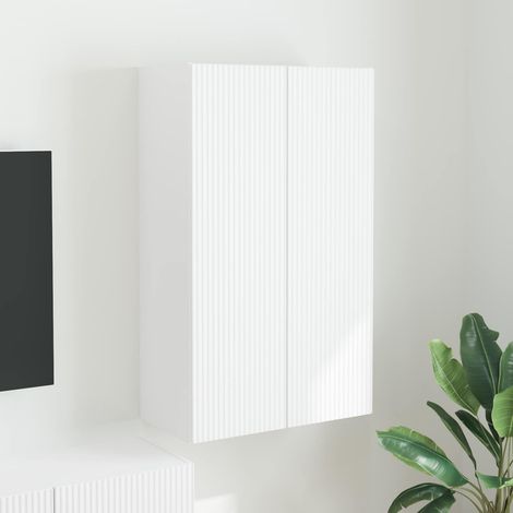 Meuble TV mural 59,5 x 31 x 100 cm Blanc Bois d'ingénierie (1/5)