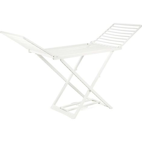 Dmora Corde à linge pliante, Made in Italy, 194 x 58 x 108 cm, Couleur blanche