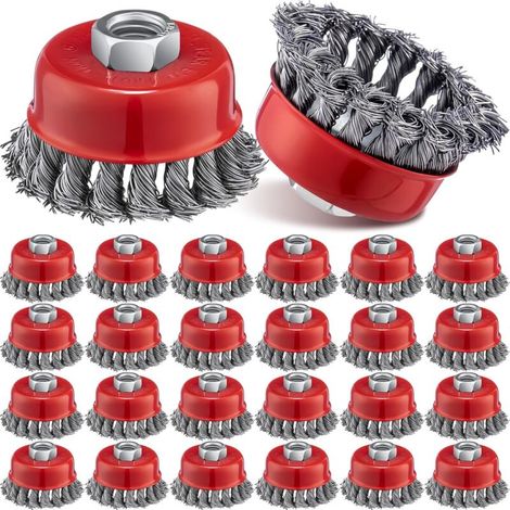 100-Piece Grinder Brush Set for Drills and Angle Grinders, Threaded Wire Brush for 3-inch Threaded Angle Grinders, Suitable for Grinding, Deburring and Rust Removal (1/5)