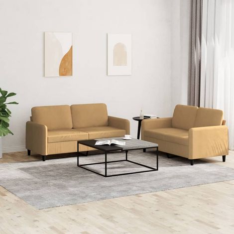 vidaXL Ensemble de canapés 2 pcs marron velours (1/5)