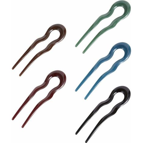 Lot de 5 fourchettes à cheveux, baguettes, épingles à cheveux, pics, bâtons creux sculptés pour cheveux longs, pinces à cheveux mag (1/5)